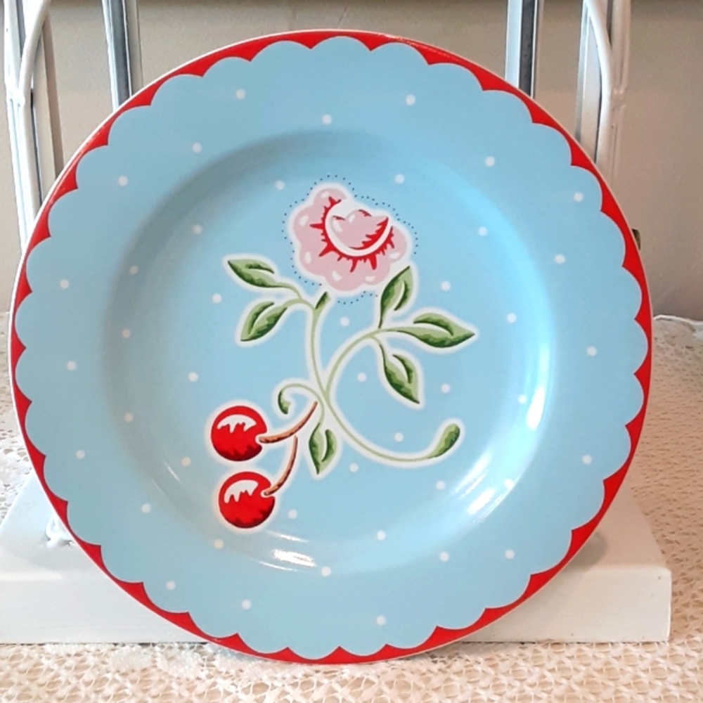 Mary Engelbreit Cherry Blossoms Blue Plate 8 in